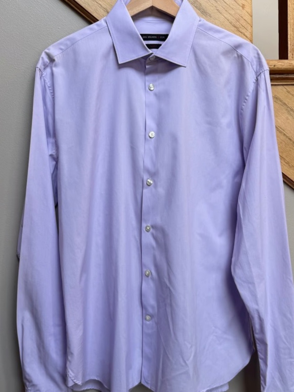 John Varvatos USA Mens Slim Fit Dress Shirt Lavender Purple 16.5 36/37 Cotton